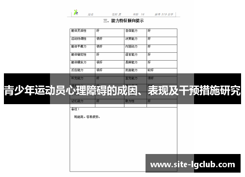 青少年运动员心理障碍的成因、表现及干预措施研究